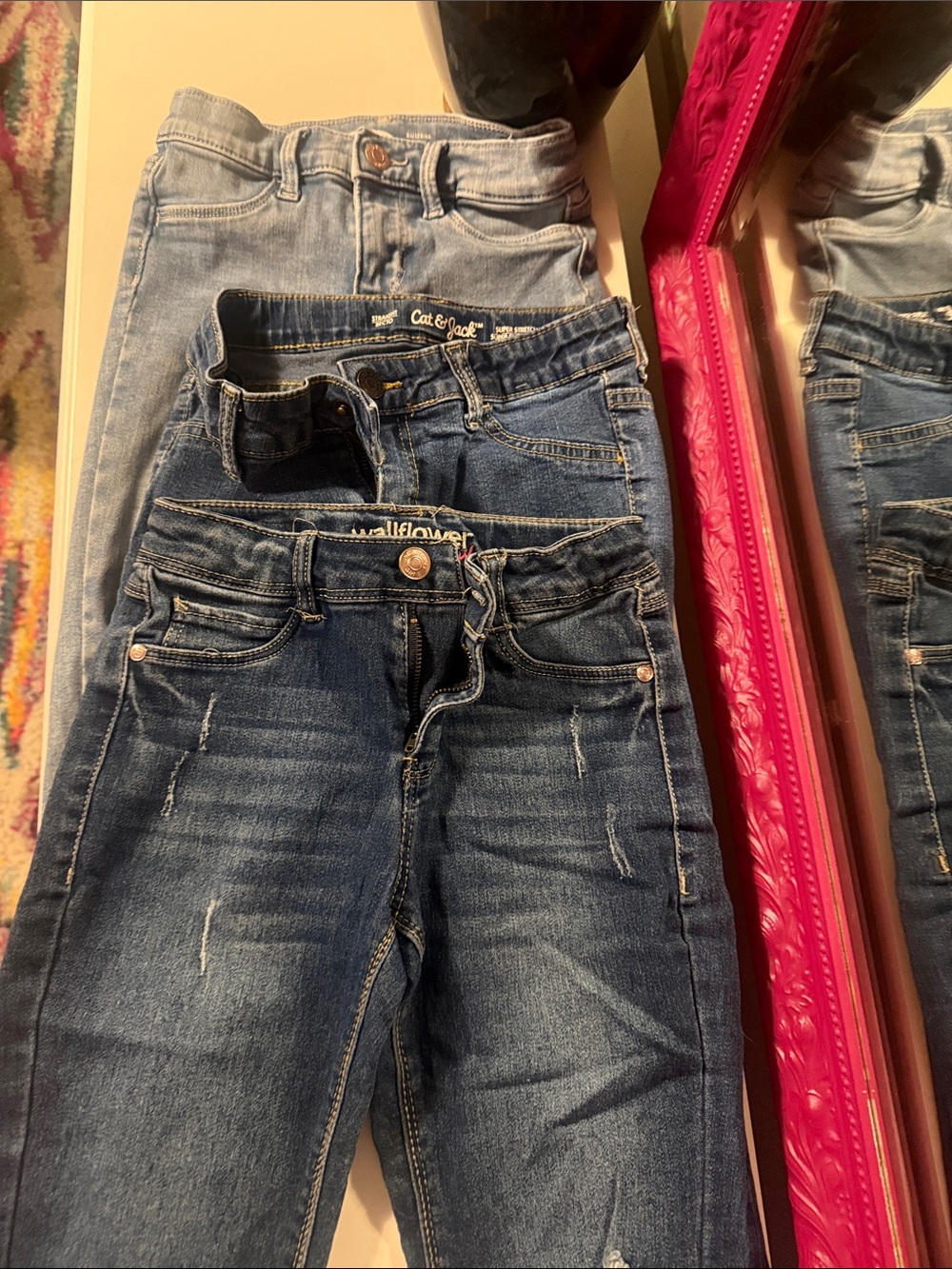 Multiples Kids Denim Jeans Trio in Dark and Light Blue